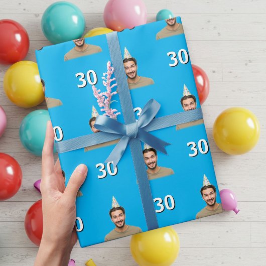 Blue Funny Face Gift Wrapping Paper for Men Geschenkpapier