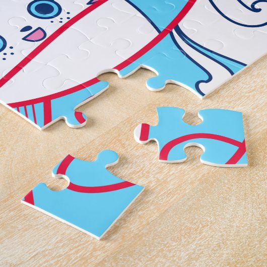 Blue Funny Niedlich Knitter Kitten Ball Puzzle (Seite)