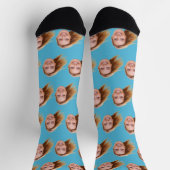 Blue Funny Personalisiert Face Foto Frauen Socken (Oben)