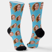Blue Funny Personalisiert Face Foto Frauen Socken (Gewinkelt)