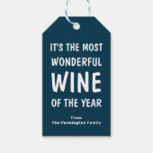 Blue Funny Wine Weihnachten Geschenkanhänger (Vorderseite)