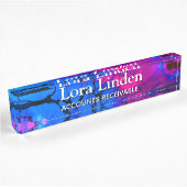Blue Fuscia Acrylic Flow Art Desk Namensplakette
