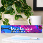 Blue Fuscia Acrylic Flow Art Desk Namensplakette