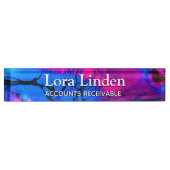 Blue Fuscia Acrylic Flow Art Desk Namensplakette (Vorderseite)