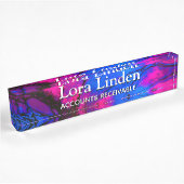 Blue Fuscia Acrylic Flow Art Desk Namensplakette