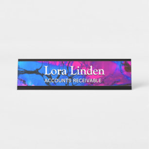Blue Fuscia Acrylic Flow Art Desk Schreibtischnamensplakette