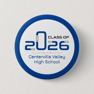 Blue Futuristic Class 2026 Button