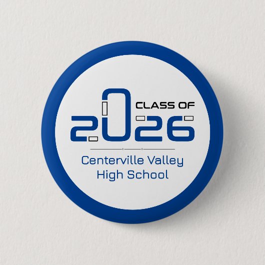Blue Futuristic Class 2026 Button (Vorderseite)
