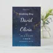 Blue Futuristic Hochzeitseinladung Einladung (Stehend Vorderseite)