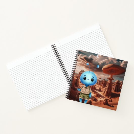 Blue Fuzzy Alien Hiker Notebook Notizblock (Innenseite)