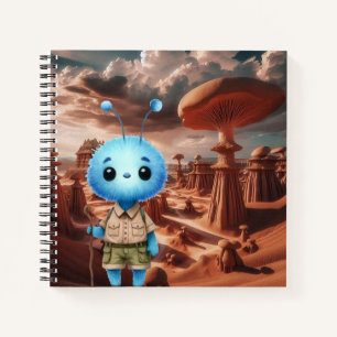 Blue Fuzzy Alien Hiker Notebook Notizblock