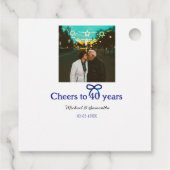 Blue g bow jubelt zu 40-jähriger Hochzeit Geschenkanhänger (Rückseite)