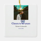 Blue g bow jubelt zu 40-jähriger Hochzeit Keramikornament (Vorderseite)