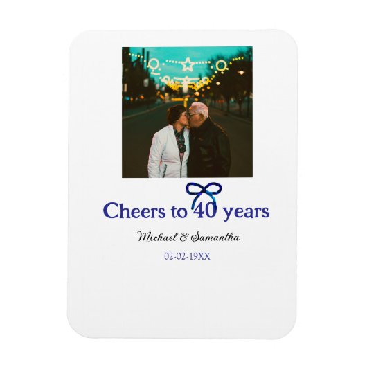 Blue g bow jubelt zu 40-jähriger Hochzeit Magnet (Vertikal)