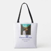 Blue g bow jubelt zu 40-jähriger Hochzeit Tasche (Rückseite)