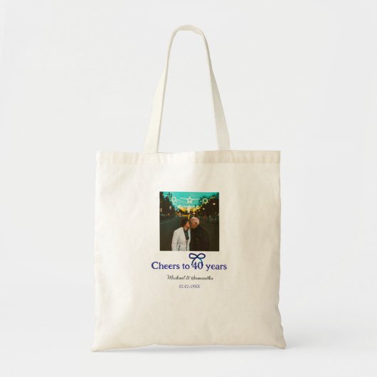 Blue g bow jubelt zu 40-jähriger Hochzeit Tragetasche (Vorne)