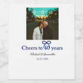 Blue g bow jubelt zu 40-jähriger Hochzeit Weinetikett (Einzelnes Label)