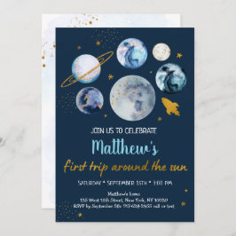 Blue Galaxy Erster Ausflug rund um die Sonne Gebur Einladung