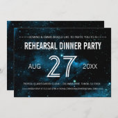 Blue Galaxy Hochzeitsessen Probe Einladung (Vorne/Hinten)