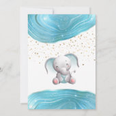 Blue Galaxy Inspiration Elephant Baby Boy Dusche Einladung (Rückseite)