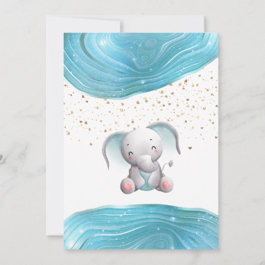 Blue Galaxy Inspiration Elephant Baby Boy Dusche Einladung (Rückseite)