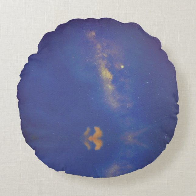 Blue Galaxy Milky Way Round Pillow Rundes Kissen (Vorderseite)