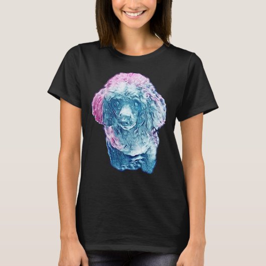 Blue Galaxy Mini Poodle Long T-Shirt (Vorderseite)