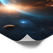 Blue Galaxy Orb Cosmic Stellar Universe Poster (Ecke)