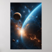 Blue Galaxy Orb Cosmic Stellar Universe Poster (Vorne)