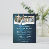 Blue Galaxy Space Foto Budget Einladung Hochzeit (Stehend Vorderseite)