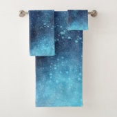 Blue Galaxy Sparkle Abstrakt Badhandtuch Set (Insitu)