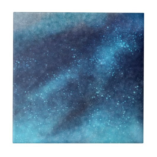 Blue Galaxy Sparkle Abstrakt Fliese (Vorderseite)