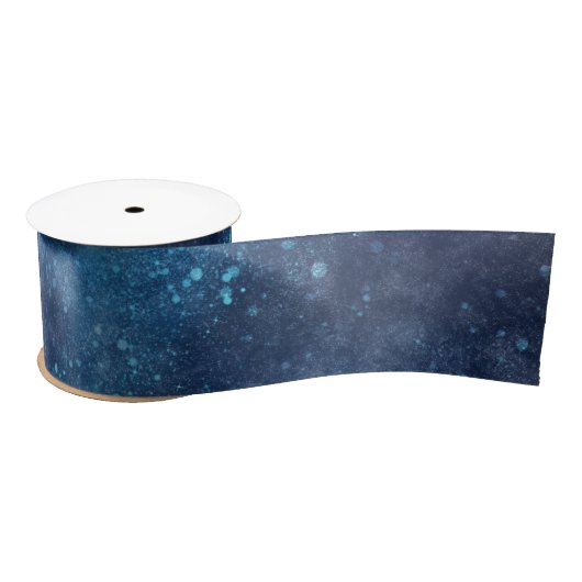 Blue Galaxy Sparkle Abstrakt Satinband (Spule)