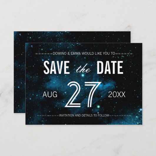 Blue Galaxy speichert die Datumskarten Save The Date (Vorne/Hinten)