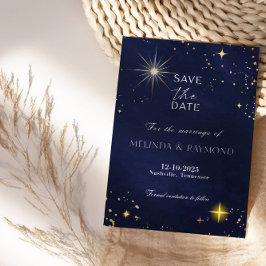 Blue Galaxy Star Save the Date Wedding Card Einladung