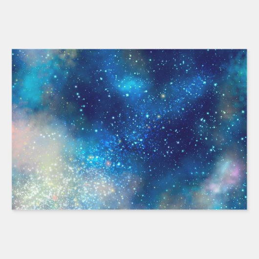 Blue Galaxy Stars Universe Geschenkpapier Set (Vorderseite 3)