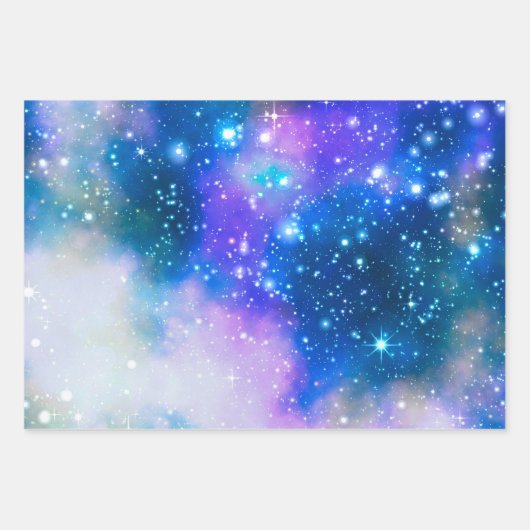 Blue Galaxy Stars Universe Geschenkpapier Set (Vorderseite 2)