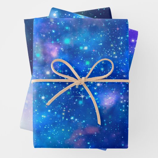 Blue Galaxy Stars Universe Geschenkpapier Set (Beispiel)