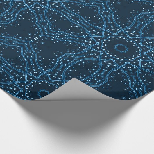 Blue Galaxy Stars Wrapping Paper Geschenkpapier (Ecke)