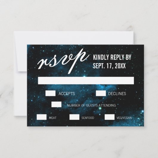 Blue Galaxy Wedding RSVP Cards (Vorderseite)