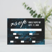 Blue Galaxy Wedding RSVP Cards (Stehend Vorderseite)
