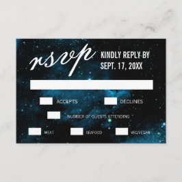 Blue Galaxy Wedding RSVP Cards Karte