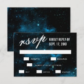 Blue Galaxy Wedding RSVP Cards Karte (Vorne/Hinten)