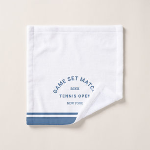 Blue Game Set Match Wappen Stripe Tennis Face Waschlappen
