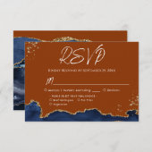 Blue Gand Orange Agate Wedding RSVP (Vorne/Hinten)