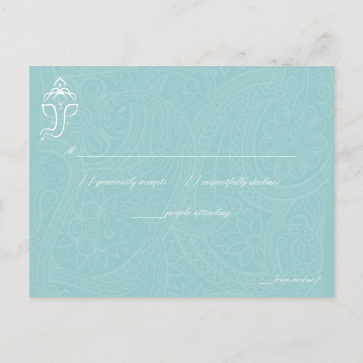 Blue Ganesha RSVP Cards Einladungspostkarte (Rückseite)