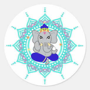 Blue Ganesha Runder Aufkleber