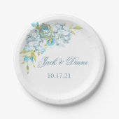 Blue Garden Blume Hochzeit Pappteller (Vorderseite)