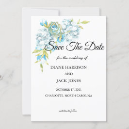 Blue Garden Blume Save the Date Einladung