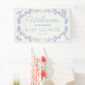 Blue Garden Chinoiserie Baby Dusche Empfang Banner (Insitu)
